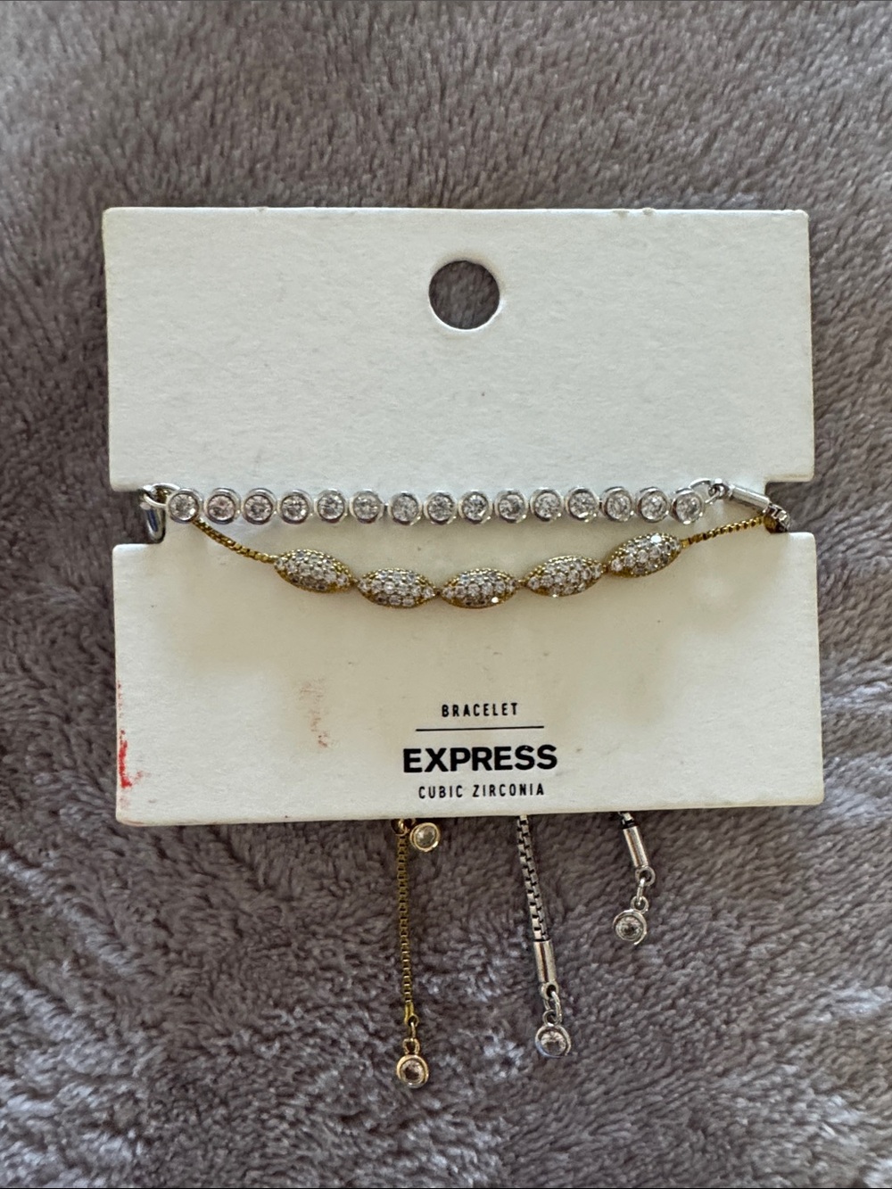 EXPRESS Mixed Metal Gold and Silver Cubic Zirconia Bracelet Duo